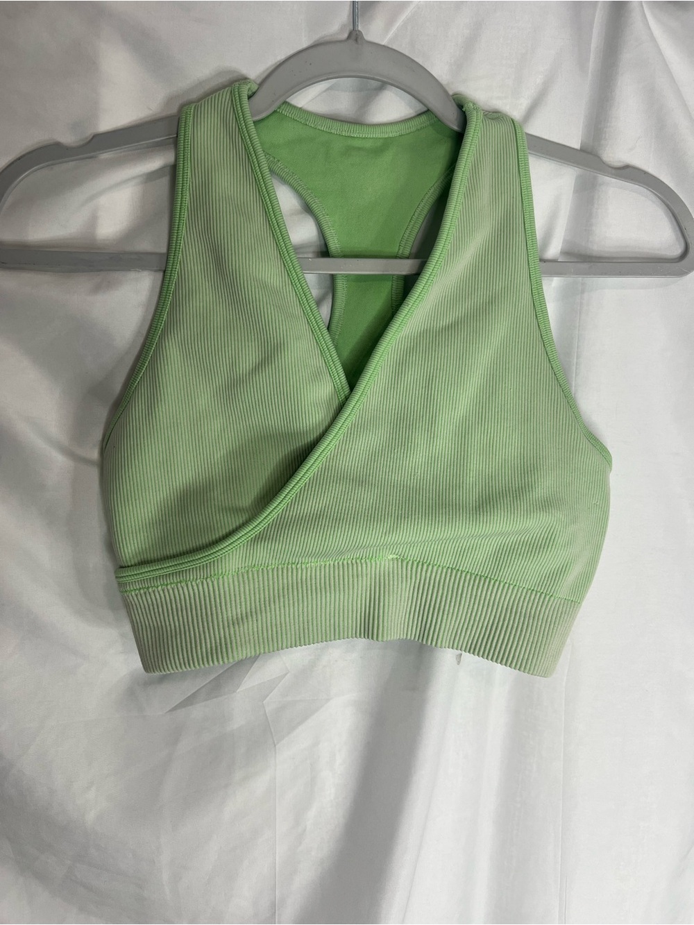 Fabletics Mint Green Ribbed Racerback Sports Bra - Picture 2 of 2